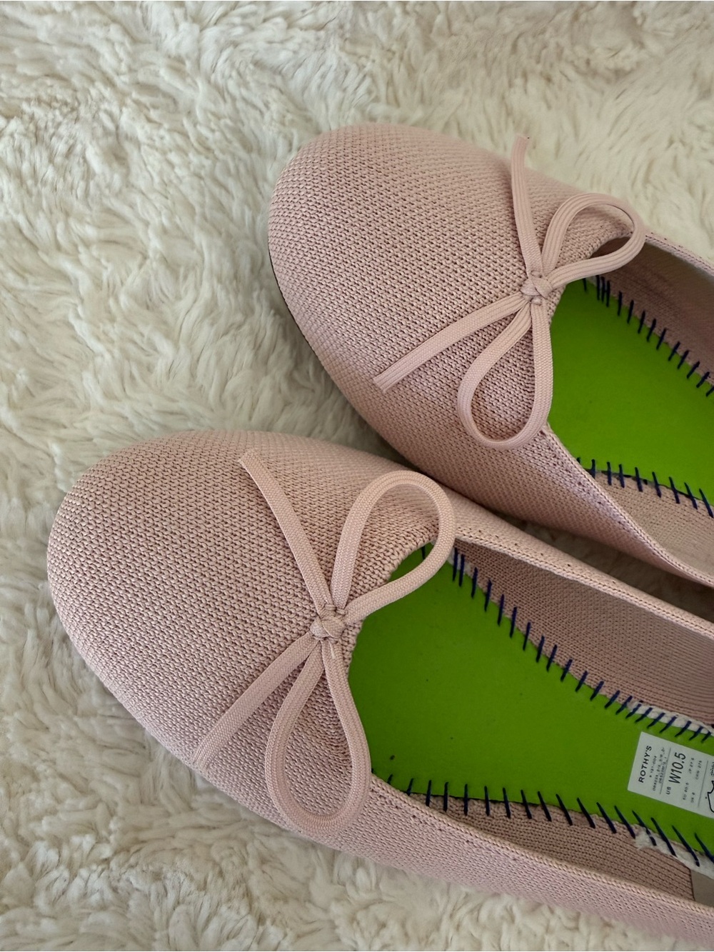 Rothy's Knit Ballet Ballerina Flats in Light Pink with Bow 10.5 🎀🩰 - Picture 2 of 7
